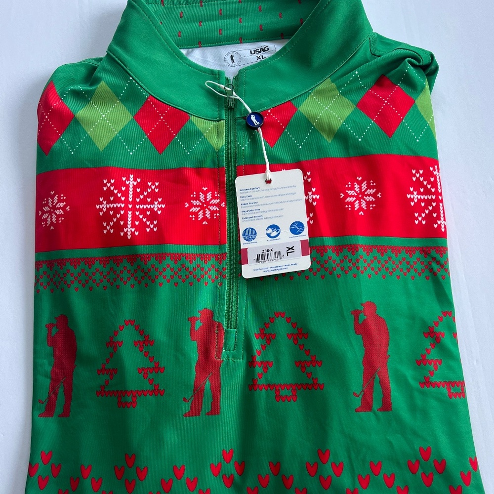 USAG NWT Golf Pullover Christmas theme Size XL